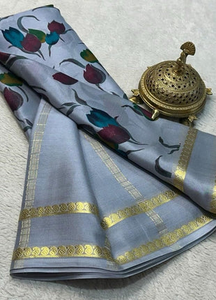 AYYAPPASILK Luxurious Printed Semi Mysore Silk Saree Elegant Ethnic Wear with Blouse Piece Soft, Comfortable Fabric for Special Occasions 