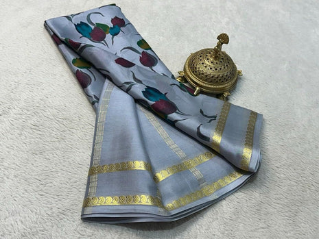 AYYAPPASILK Luxurious Printed Semi Mysore Silk Saree Elegant Ethnic Wear with Blouse Piece Soft, Comfortable Fabric for Special Occasions 