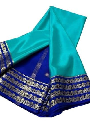 AYYAPPASILK Women's Mysore Silk Saree Handwoven, Lightweight, Elegant And Traditional Design Perfect For Weddings & Festivals With Matching Blouse Piece,blue 