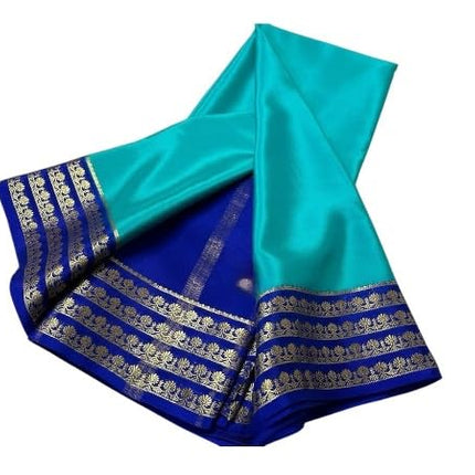 AYYAPPASILK Women's Mysore Silk Saree Handwoven, Lightweight, Elegant And Traditional Design Perfect For Weddings & Festivals With Matching Blouse Piece,blue 