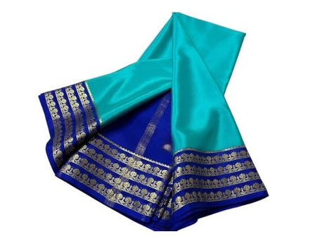 AYYAPPASILK Women's Mysore Silk Saree Handwoven, Lightweight, Elegant And Traditional Design Perfect For Weddings & Festivals With Matching Blouse Piece,blue 