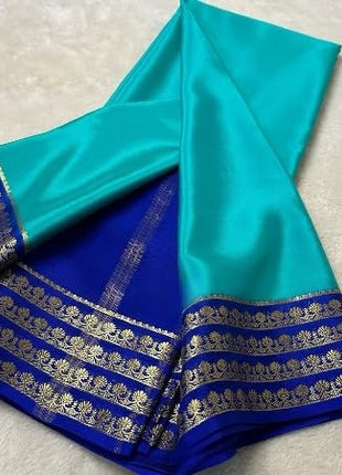 AYYAPPASILK Women's Mysore Silk Saree Handwoven, Lightweight, Elegant And Traditional Design Perfect For Weddings & Festivals With Matching Blouse Piece,blue 