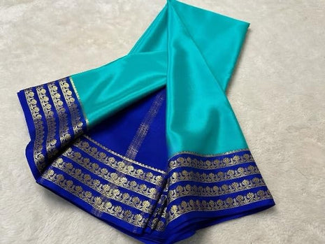 AYYAPPASILK Women's Mysore Silk Saree Handwoven, Lightweight, Elegant And Traditional Design Perfect For Weddings & Festivals With Matching Blouse Piece,blue 