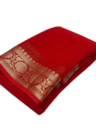 AYYAPPASILK Women's Mysore Silk Saree Handwoven, Lightweight, Elegant And Traditional Design Perfect For Weddings & Festivals With Matching Blouse Piece,red 