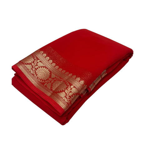 AYYAPPASILK Women's Mysore Silk Saree Handwoven, Lightweight, Elegant And Traditional Design Perfect For Weddings & Festivals With Matching Blouse Piece,red 