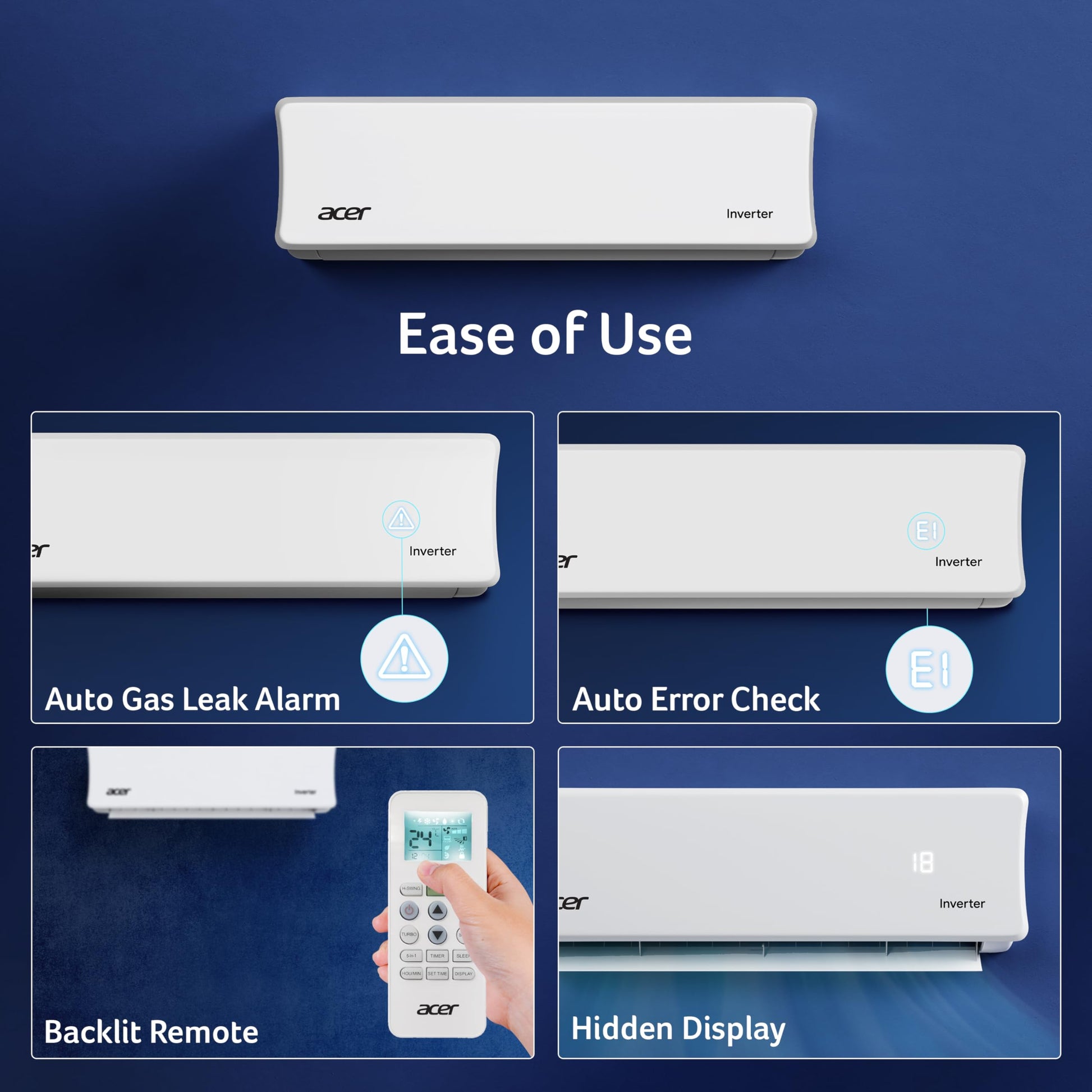 Acer 1.5 Ton 3 Star Split AC (5-In-1 Convertible Cooling Modes, AiSense Technology, ArcticWrap Cooling, PM 1.0 Microbacterial Filter, High Ambient Temperature of 55 °C-AR15AS3IO2HLE25) 