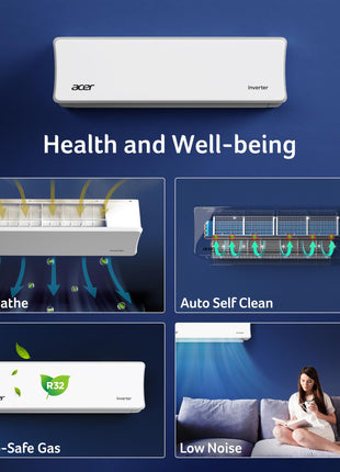 Acer 1.5 Ton 3 Star Split AC (5-In-1 Convertible Cooling Modes, AiSense Technology, ArcticWrap Cooling, PM 1.0 Microbacterial Filter, High Ambient Temperature of 55 °C-AR15AS3IO2HLE25) 