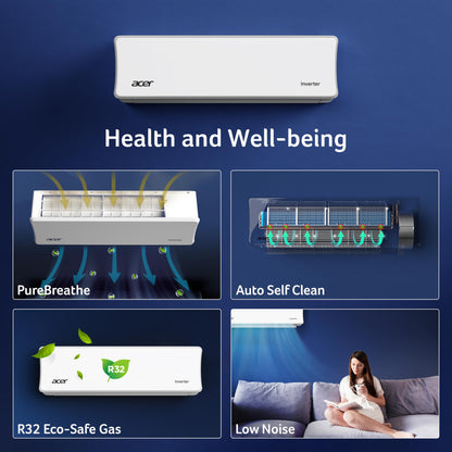 Acer 1.5 Ton 3 Star Split AC (5-In-1 Convertible Cooling Modes, AiSense Technology, ArcticWrap Cooling, PM 1.0 Microbacterial Filter, High Ambient Temperature of 55 °C-AR15AS3IO2HLE25) 