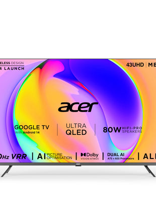 Acer 109 cm (43 inches) Super Series 4K Ultra HD Smart QLED Google TV AR43QDXGU2875AT (Black) 