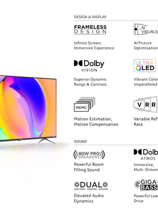 Acer 109 cm (43 inches) Super Series 4K Ultra HD Smart QLED Google TV AR43QDXGU2875AT (Black) 