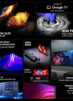 Acer 109 cm (43 inches) Super Series 4K Ultra HD Smart QLED Google TV AR43QDXGU2875AT (Black) 