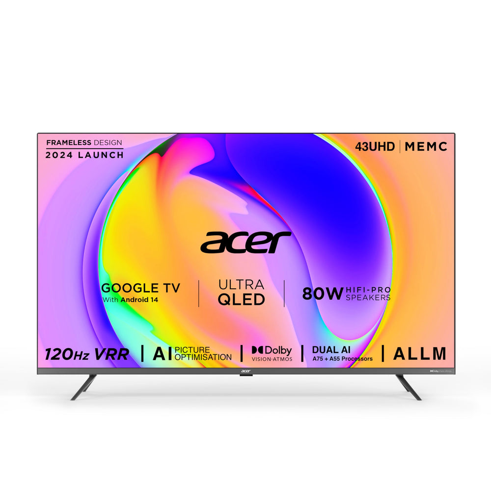 Acer 109 cm (43 inches) Super Series 4K Ultra HD Smart QLED Google TV AR43QDXGU2875AT (Black) price under 30000
