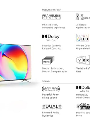 Acer 126 cm (50 inches) Super Series 4K Ultra HD Smart QLED Google TV AR50QDXGU2875AT (Black) 