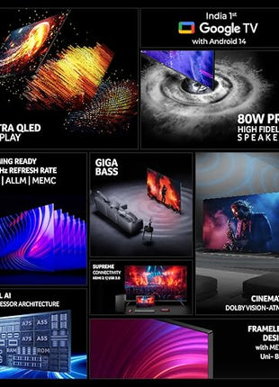 Acer 126 cm (50 inches) Super Series 4K Ultra HD Smart QLED Google TV AR50QDXGU2875AT (Black) 