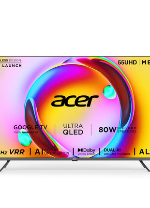 Acer 139 cm (55 inches) Super Series 4K Ultra HD Smart QLED Google TV AR55QDXGU2875AT (Black) 