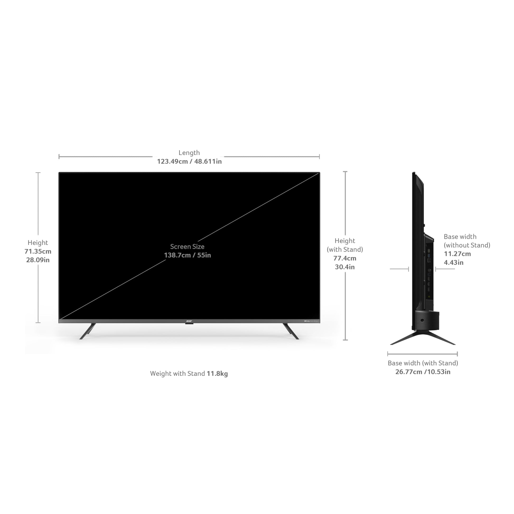 Acer 139 cm (55 inches) Super Series 4K Ultra HD Smart QLED Google TV AR55QDXGU2875AT (Black) 