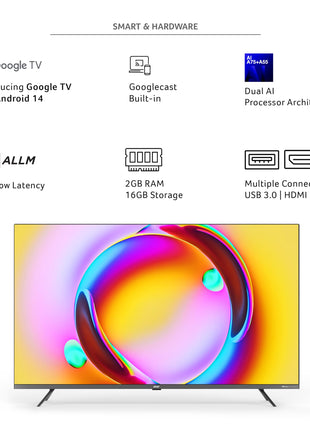 Acer 139 cm (55 inches) Super Series 4K Ultra HD Smart QLED Google TV AR55QDXGU2875AT (Black) 