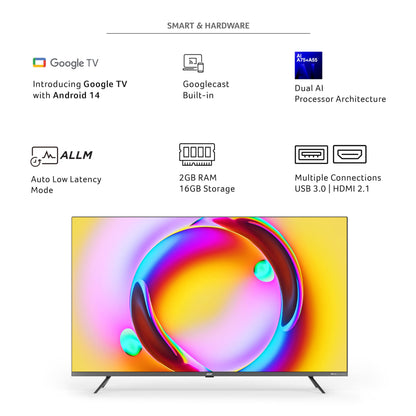 Acer 139 cm (55 inches) Super Series 4K Ultra HD Smart QLED Google TV AR55QDXGU2875AT (Black) 