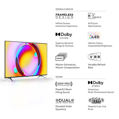 Acer 139 cm (55 inches) Super Series 4K Ultra HD Smart QLED Google TV AR55QDXGU2875AT (Black) 