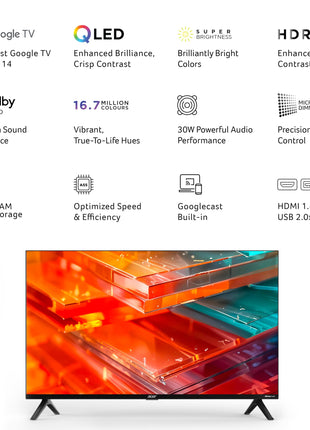 Acer 80 cm (32 inches) V Pro Series HD Ready Smart QLED Google TV with Android 14 (Black) | 16GB Storage | 30W Dolby Audio 