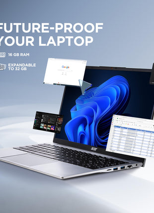 Acer Aspire 3 12th Gen Intel Core i3-1215U Premium Laptop (16GB RAM/512GB SSD/Windows 11 Home) A325-51,15.6" Full HD IPS Display, 54Whr Battery, Silver, 1.69 Kg 