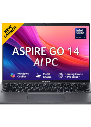 acer Aspire Go 14, Intel Core Ultra 5 125H (14th Gen),16GB DDR5 RAM/512GB SSD, WUXGA IPS, 14.0"/35.56 cm, Win 11, MS Office, Steel Gray, 1.5 kg, AG14-71M,Backlit Keyboard, AI Powered Premium Laptop 