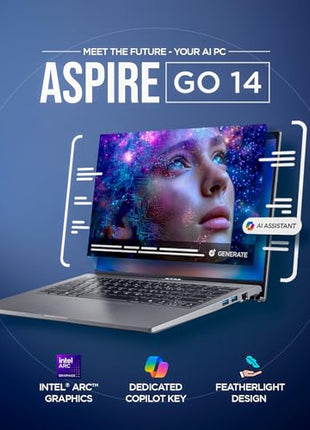acer Aspire Go 14, Intel Core Ultra 5 125H (14th Gen),16GB DDR5 RAM/512GB SSD, WUXGA IPS, 14.0"/35.56 cm, Win 11, MS Office, Steel Gray, 1.5 kg, AG14-71M,Backlit Keyboard, AI Powered Premium Laptop 