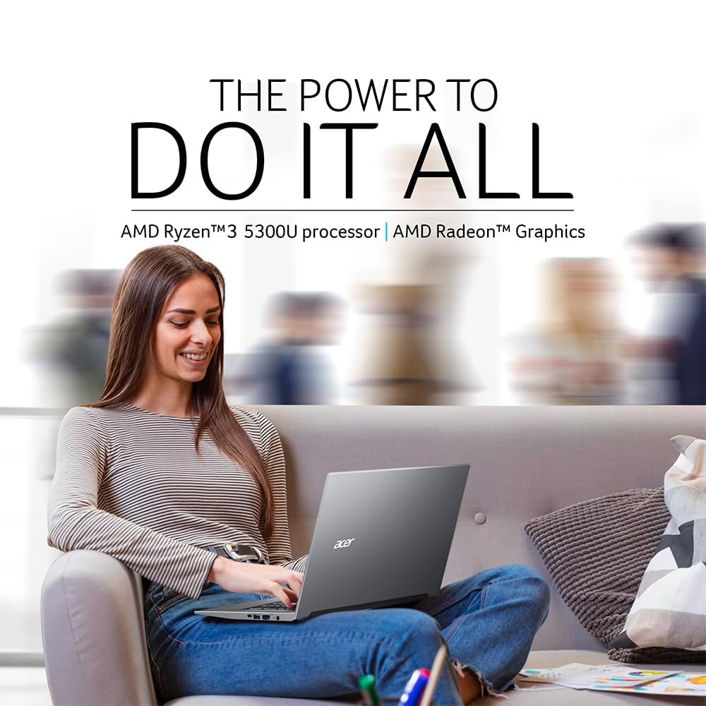 acer Aspire Lite (2025) AMD Ryzen 3 Quad Core 5300U - (16 GB/512 GB SSD/AMD Radeon Graphics/Windows 11 Home) AL15-41 Thin and Light Laptop (15.6 Inch FHD, Steel Grey, 1.5 Kg/MS Office 2021 