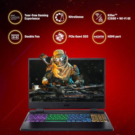 Acer Nitro 5 Gaming Laptop AMD Ryzen5-6600H- (Windows 11 Home/16 GB/ 1 TB SSD/NVIDIA GeForce RTX 3050 4 GB Graphics/165Hz)| AN515-46 with 39.6 Cm (15.6 Inch) IPS Display 