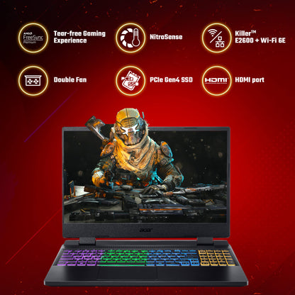 Acer Nitro 5 Gaming Laptop AMD Ryzen5-6600H- (Windows 11 Home/16 GB/ 1 TB SSD/NVIDIA GeForce RTX 3050 4 GB Graphics/165Hz)| AN515-46 with 39.6 Cm (15.6 Inch) IPS Display 