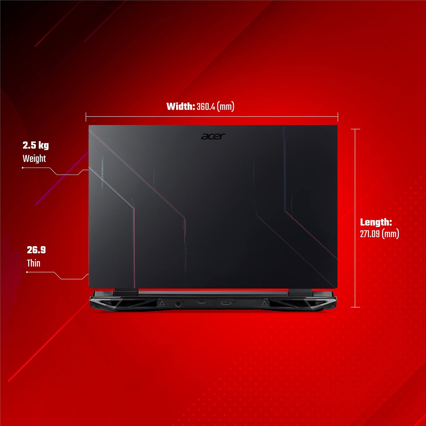 Acer Nitro 5 12th Gen Intel Core i5-12450H Gaming Laptop (16 GB RAM/512 GB SSD/RTX 3050 Graphics/144 Hz/RGB Backlit/Win11 Home) AN515-58 with 39.62 cm (15.6") FHD IPS Display, Obsidian Black, 2.5 KG 