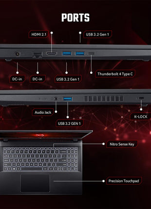 Acer Nitro V, Intel Core i5- 13th Gen 13420H processor, NVIDIA GeForce RTX 4050-6 GB GDDR6(16GB DDR5/512GB)IPS FHD, 39.62cm(15.6"), 165 Hz, Win 11 Home,Obsidian black, 2.113 kg, ANV15-51,Gaming Laptop 