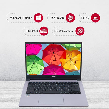 Acer One 14 AMD Ryzen 3 3250U Processor (8GB RAM/512GB SSD/AMD Radeon Graphics/Windows 11 Home) Thin and Light Laptop Z2-493 with 35.56 cm (14.0") HD Display 