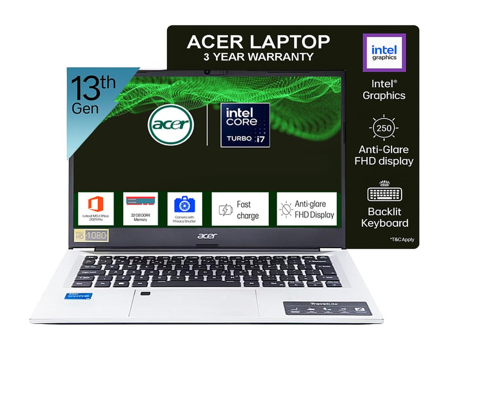 Acer Pro 14 I7 13th Gen 32GB DDR4 1TB SSD Backlit Keyboard