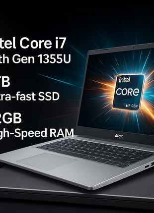 acer Professional 14[New Launch], 13th Gen Intel Core i7-1355U Turbo Boost, 32GB DDR4, 1TB SSD, Win11 Pro, MSO21, 14inch FHD Laptop, 3 Year Warranty, 1 Year Anti Virus, Fingerprint, Backlit KB 