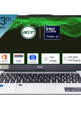 acer Professional 14[New Launch], 13th Gen Intel Core i7-1355U Turbo Boost, 32GB DDR4, 1TB SSD, Win11 Pro, MSO21, 14inch FHD Laptop, 3 Year Warranty, 1 Year Anti Virus, Fingerprint, Backlit KB 