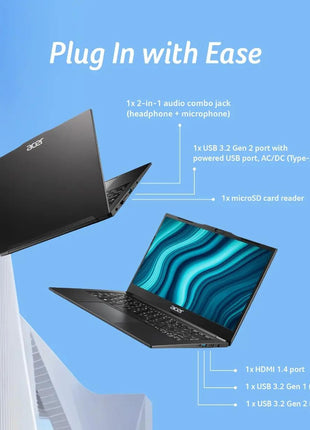 acer TravelLite Smart FHD TL04-51M Laptop, Intel Core i5 1334u 13th Gen 8 Core with 16GB Ram / 512GB NVMe SSD/Intel Iris Xe Graphics/Windows 11 / MS-Office / 14 Inch / 1 Year Brand Warranty 
