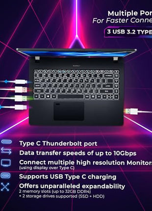 Acer Travelmate Business Laptop Intel Core i5-1135G7 Processor (16GB DDR4/ 512GB SSD/Intel Iris Xe Graphics/Windows 11 Home) TMP214-53 with 35.56 cm (14") Full HD Display 