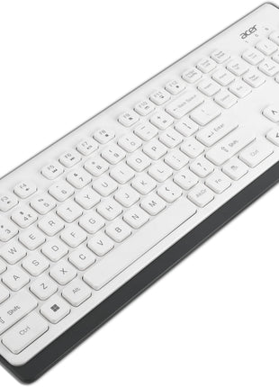 Acer Wireless Keyboard & Mouse Combo with Attractive Durable Design, 2.4GHz Nano Receiver, 10m Range, Indian Rupee Key Code, 1600 DPI, 10M Keystrokes Life for Microsoft Windows and Mac OS(White/Grey) 