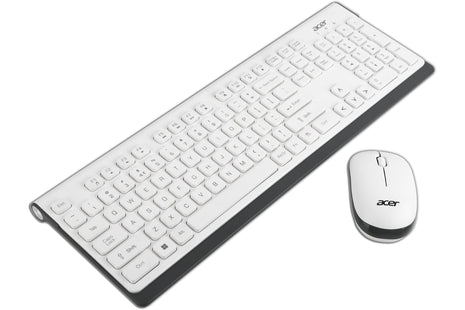 Acer Wireless Keyboard & Mouse Combo with Attractive Durable Design, 2.4GHz Nano Receiver, 10m Range, Indian Rupee Key Code, 1600 DPI, 10M Keystrokes Life for Microsoft Windows and Mac OS(White/Grey) 