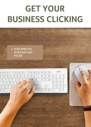 Acer Wireless Keyboard & Mouse Combo with Attractive Durable Design, 2.4GHz Nano Receiver, 10m Range, Indian Rupee Key Code, 1600 DPI, 10M Keystrokes Life for Microsoft Windows and Mac OS(White/Grey) 