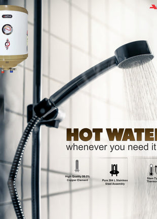 Activa 15L Water Heater Geyser with Temperature Meter, 2 KVA ISI Cooper Element, 0.75mm Anti Rust Coated Tank, ABS Body, BEE 5 Start Rated, Adjustable Thermostat, Free Instalation Kit, 5 Year Warranty 