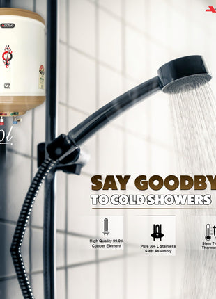 Activa Amazon 10 Liter Water Heater Geyser, ISI Copper Element 3 KVA (0.8mm), Instant Heat Water, Anti Rust Coated Tank, ABS Body, BEE 5 Start Rating, Energy Efficient, 5 Year Warranty - IVORY 