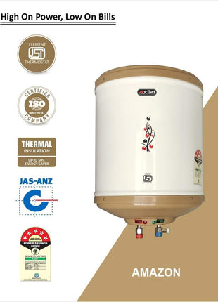 Activa Amazon 10 Liter Water Heater Geyser, ISI Copper Element 3 KVA (0.8mm), Instant Heat Water, Anti Rust Coated Tank, ABS Body, BEE 5 Start Rating, Energy Efficient, 5 Year Warranty - IVORY 