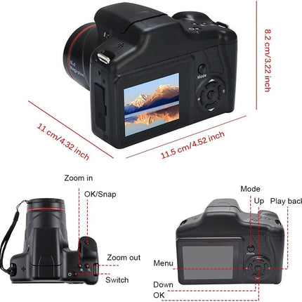 Acuvar Digital Camera, 16 Megapixel Photo Camera Mini Digital SLR Camera, CMOS Sensor 2.4“ TFT LCD Compact Camera, 16X Digital Zoom Video Camera for Children Adults Beginners 