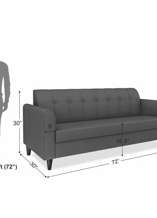 Adorn India Rio Elegant 3 Seater Sofa (Grey) (3 Year Warranty) 
