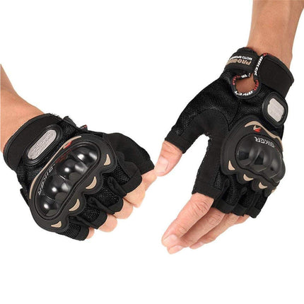 AdroitZ Half Cut Bike Glove/Racing Gloves/Hand Gloves (Medium, Black) (Set of 1) 