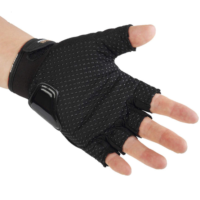 AdroitZ Half Cut Bike Glove/Racing Gloves/Hand Gloves (Medium, Black) (Set of 1) 