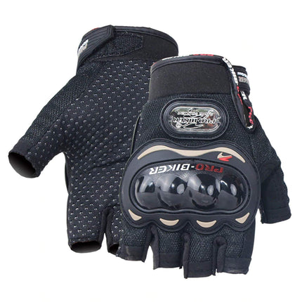 AdroitZ Half Cut Bike Glove/Racing Gloves/Hand Gloves (Medium, Black) (Set of 1) 