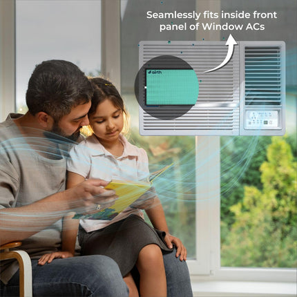 AiRTH Window Ac Air Purifier, Hepa Ac Filter, Upgrades Window Ac Into Air Purifier, Protection From Pm2.5 & Pm10, Virus & Allergy, Efficient Room Air Purifier Developed At Iit-K Green 